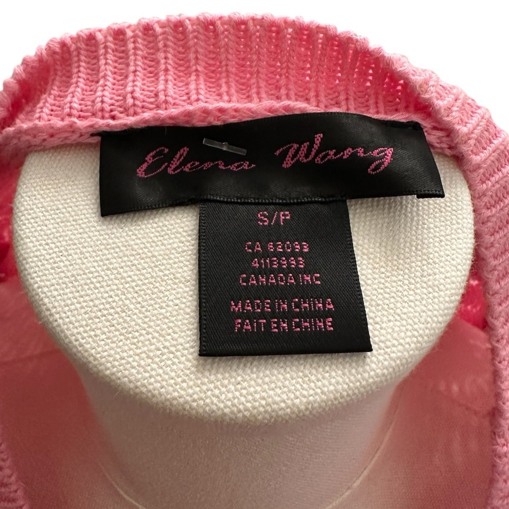 ELENA WANG Spring 2025 Collection Pink Knit Sweater All Season Size Sm $110 NWT - Picture 6 of 10